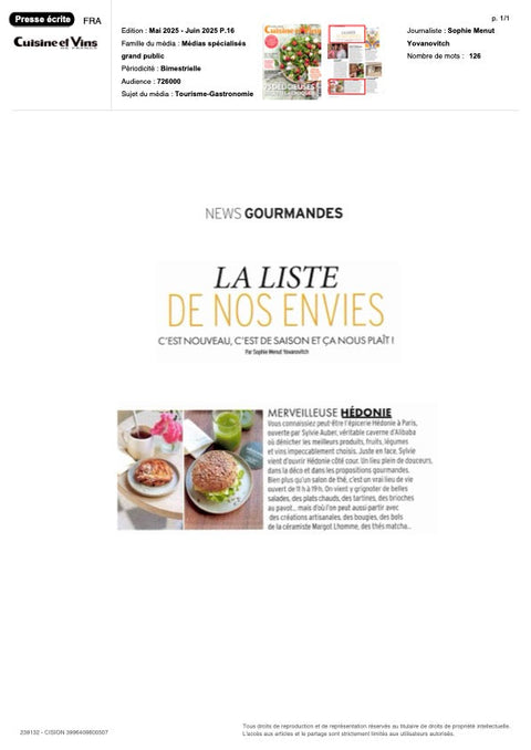 Cuisine et Vins de France est passé nous voir ...