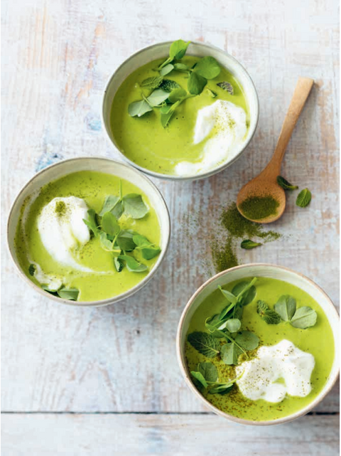 Velouté de petits pois et chantilly coco