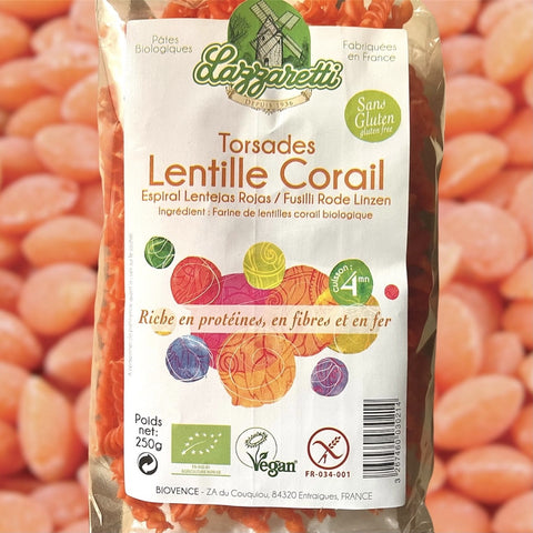 PATES TORSADES DE LENTILLES CORAIL BIO