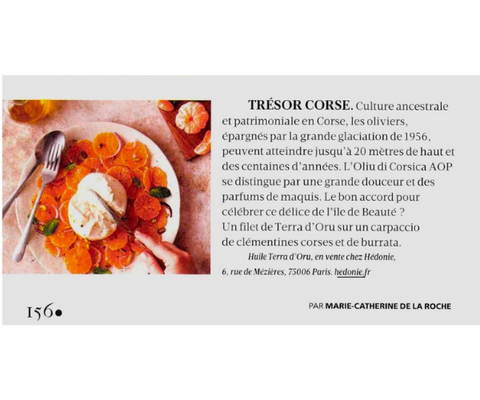 Notre produit l'Huile Terra d'Oru fait couler l'encre chez Madame Figaro!